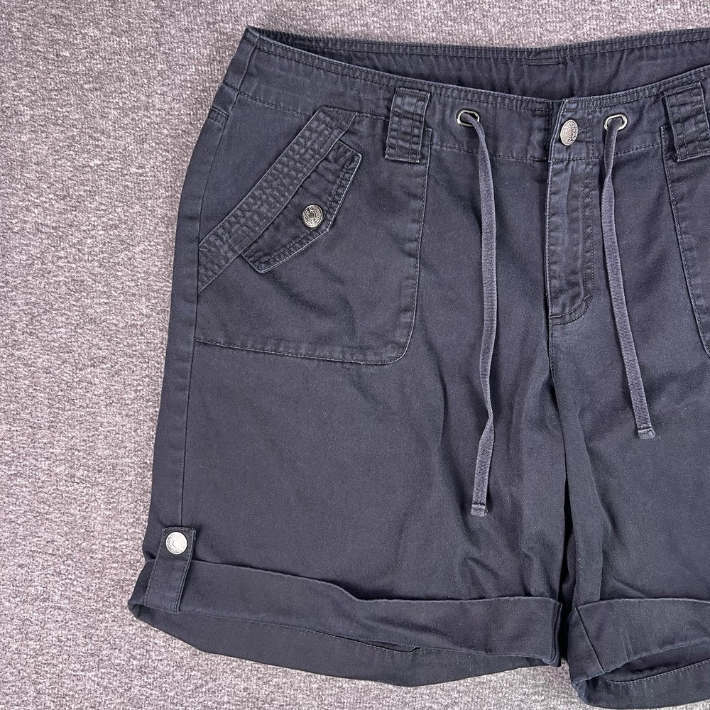 Venezia Cargo Shorts Women 18 Black Utility Casual Cuffed Drawstring Pocket 38x7 - Picture 8 of 11